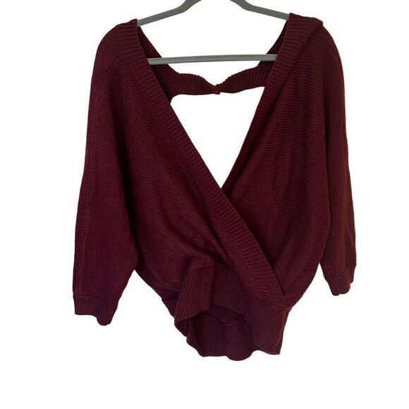 Fashion Nova Open Back Faux Wrap Sweater - Picture 1 of 6